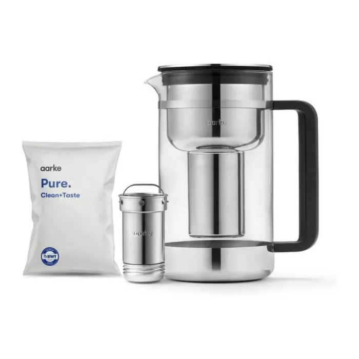 Aarke Vandrenser - Large 2,8 L - Glas/rustfrit stål - Inkl. Pure filter granulat