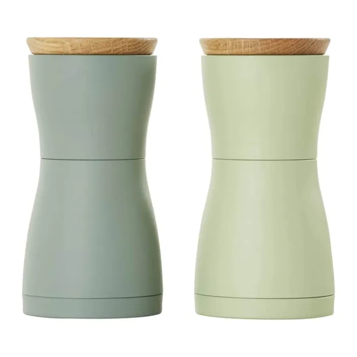 AdHoc Twin Kværnsæt H 13,3 cm - Plastik/egetræ - Grøn