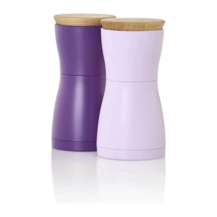 AdHoc Twin Kværnsæt H 13,3 cm - Plastik/egetræ - Lilla