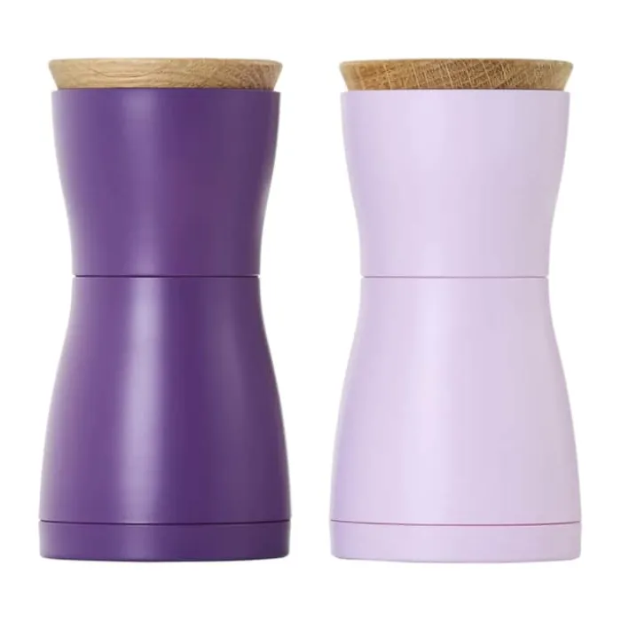 AdHoc Twin Kværnsæt H 13,3 cm - Plastik/egetræ - Lilla
