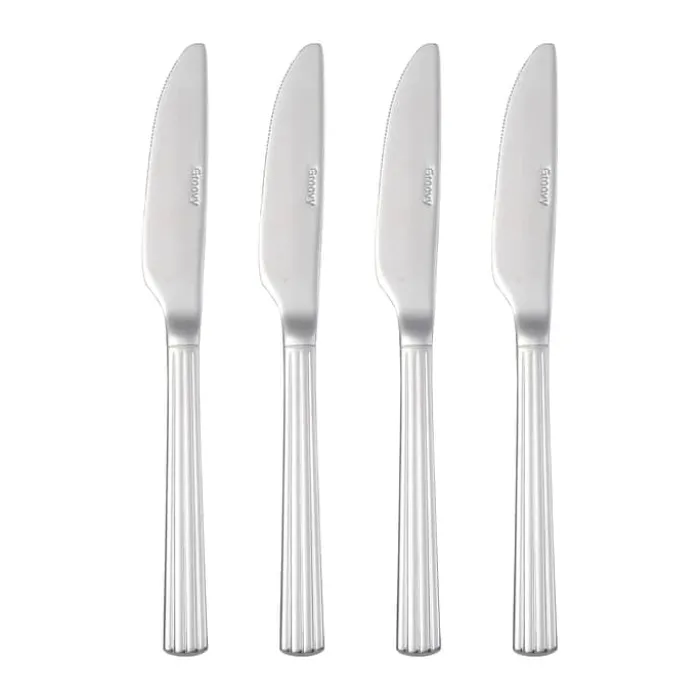 Aida Groovy Kniv - 4 stk. L 28,5 cm - Stål - Sølvfarvet