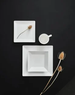 Aida Quadro Flad Tallerken B 26,5 x L 26,5 cm - Stentøj - Hvid