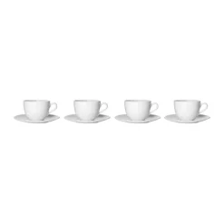 Aida Relief Kaffekop m. underkop - 4 stk. 20 cl - Porcelæn - Hvid