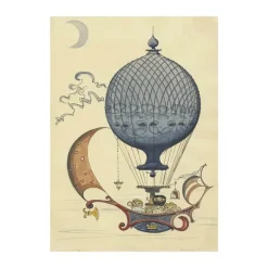 Architectmade Plakat Ballonrejsen B 30 x L 40 cm - Mat papir - Flerfarvet