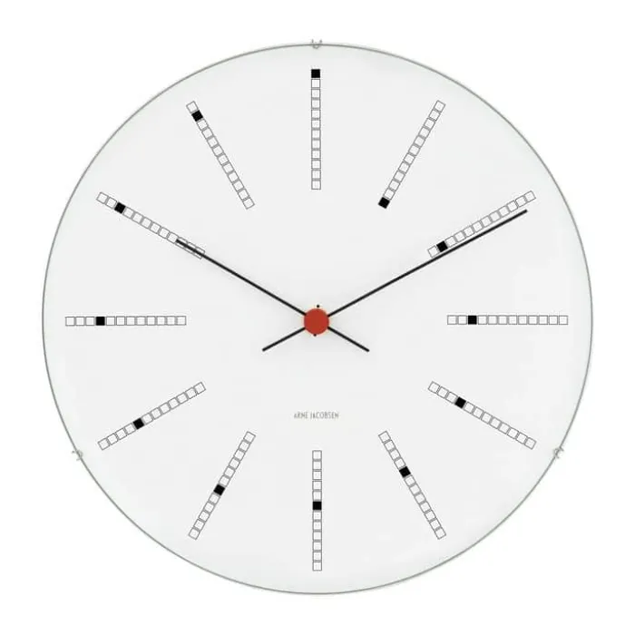 Arne Jacobsen Bankers Clock Vægur Ø 16 cm - Mineralsk topglas/aluminium/kunststof - Hvid/sort/rød