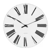 Arne Jacobsen Roman Vægur Ø 48 cm - Mineralsk topglas/aluminium/kunststof - Sort/hvid