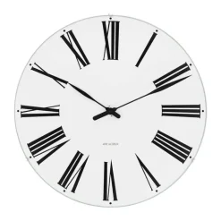 Arne Jacobsen Roman Vægur Ø 48 cm - Mineralsk topglas/aluminium/kunststof - Sort/hvid