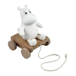 Barbo Toys Mumi på hjul H 18 x B 15 x L 30 cm - Bomuld/træ - Beige