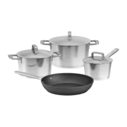 BergHOFF Meta Grydesæt m. låg - 7 dele Ø 16/20/24/28 cm - Rustfrit stål - Sølvfarvet