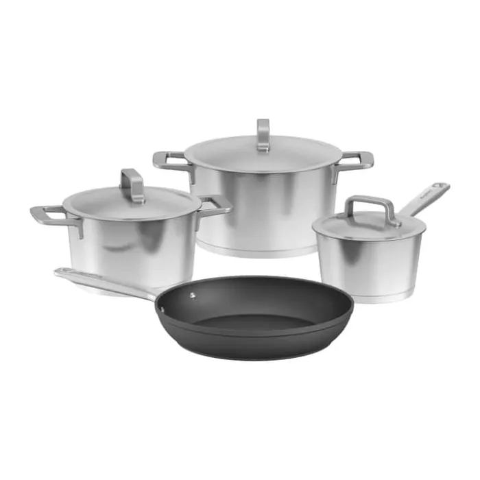 BergHOFF Meta Grydesæt m. låg - 7 dele Ø 16/20/24/28 cm - Rustfrit stål - Sølvfarvet