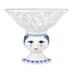 Bjørn Wiinblad Dora Frugtskål Ø 25 x H 20,5 cm - Porcelæn - Hvid/blå
