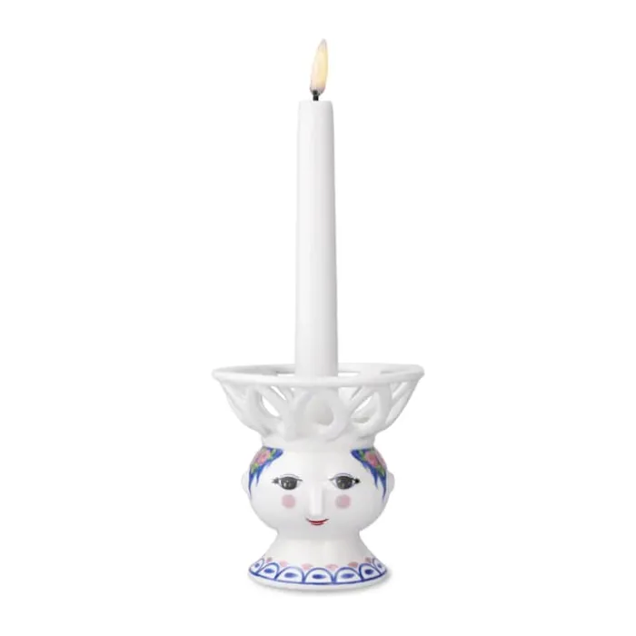 Bjørn Wiinblad Dora Kronelysestage Ø 10 x H 9,5 cm - Porcelæn - Blå