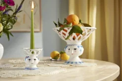 Bjørn Wiinblad Dora Kronelysestage Ø 10 x H 9,5 cm - Porcelæn - Blå