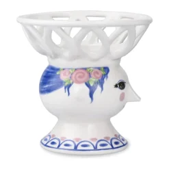 Bjørn Wiinblad Dora Kronelysestage Ø 10 x H 9,5 cm - Porcelæn - Blå