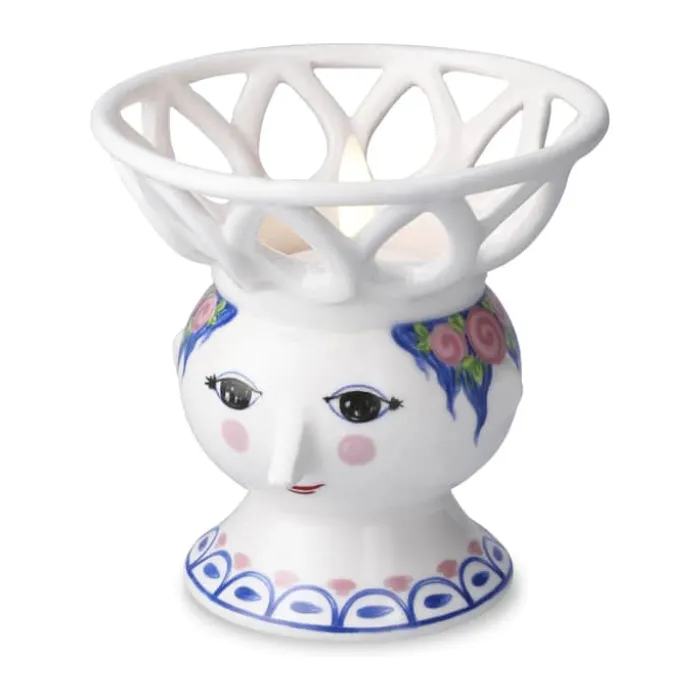 Bjørn Wiinblad Dora Kronelysestage Ø 10 x H 9,5 cm - Porcelæn - Blå