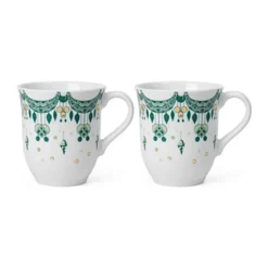 Bjørn Wiinblad Guirlande Krus - 2 stk. 35 cl - Porcelæn - Grøn