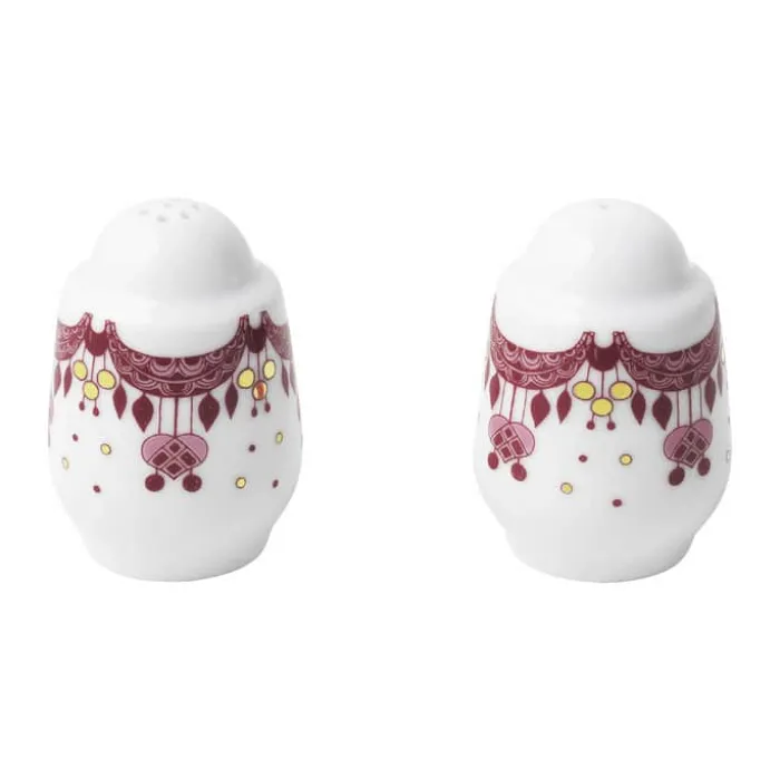 Bjørn Wiinblad Guirlande Salt- og pebersæt H 6 cm - Porcelæn - Rød/hvid/guld