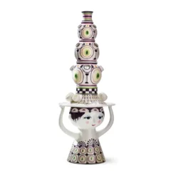 Bjørn Wiinblad Lady with hat Gulvvase H 100 cm - Glaseret keramik - Blomme