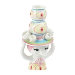 Bjørn Wiinblad Lady With Hat Lysestage H 16 x B 9 cm - Keramik - Pink/Gul