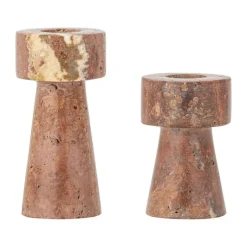 Bloomingville Anneli Lysestage - 2 stk. Ø 5 x H 10 cm - Travertin - Lyserød