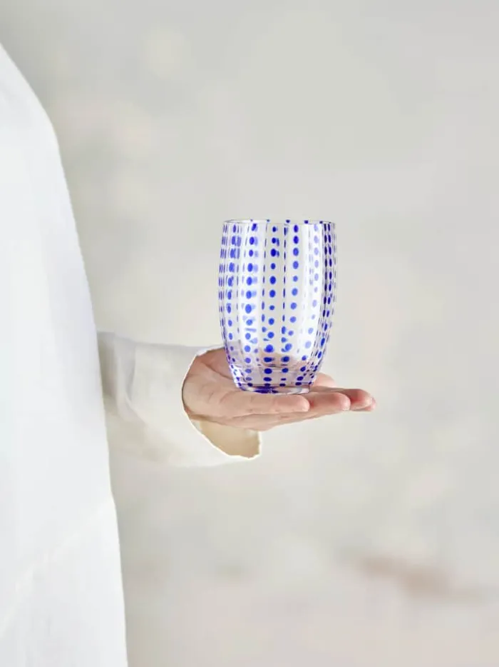 Bloomingville Brinley Vandglas - 4 stk. 35 cl - Glas - Blue