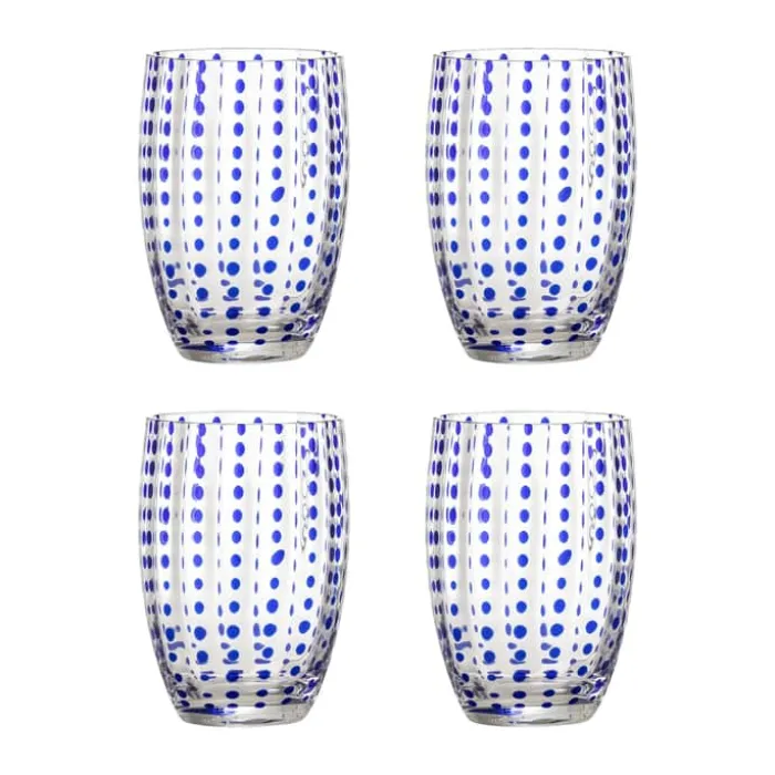 Bloomingville Brinley Vandglas - 4 stk. 35 cl - Glas - Blue