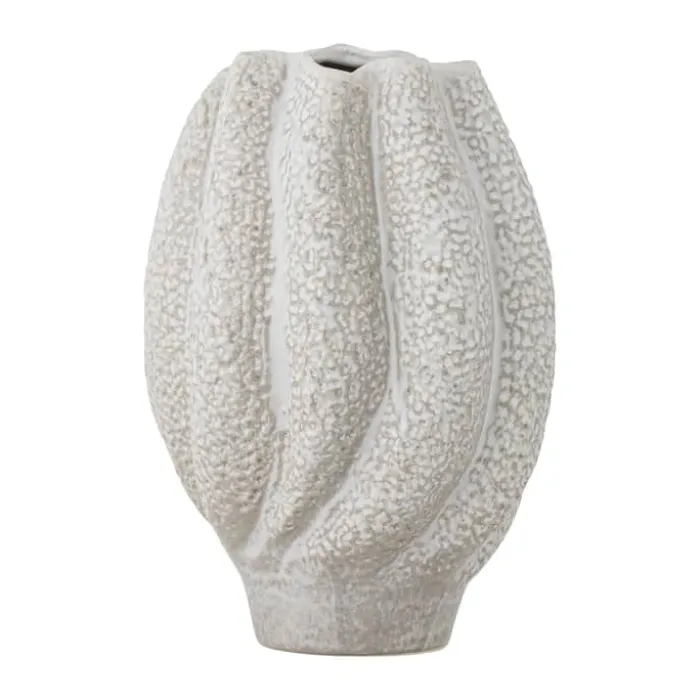 Bloomingville Cove Vase Ø 19,5 x H 28 cm - Stentøj - Hvid