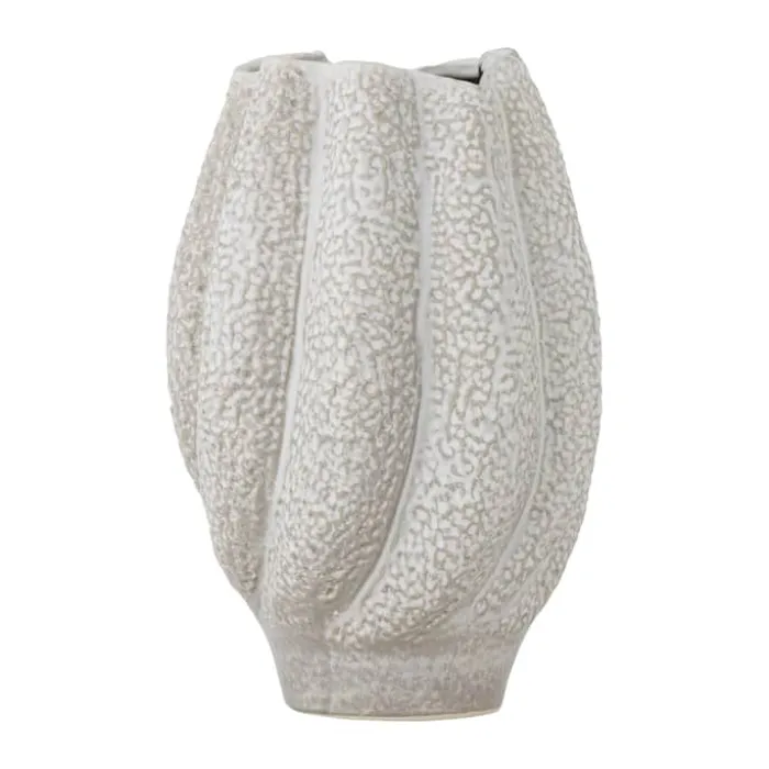 Bloomingville Cove Vase Ø 19,5 x H 28 cm - Stentøj - Hvid
