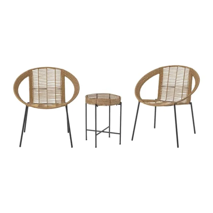 Bloomingville Dudine Lounge sæt - 3 dele Bord med 2 stole - Polyrattan/metal - Natur