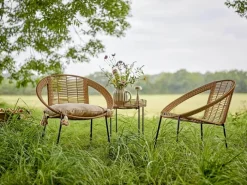 Bloomingville Dudine Lounge sæt - 3 dele Bord med 2 stole - Polyrattan/metal - Natur