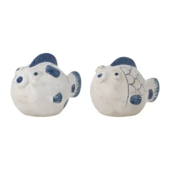 Bloomingville Fugu Strøsæt - 2 dele H 6,5 cm - Stentøj - Blå