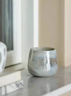 Bloomingville Fyrfadsstage - Imran Ø 10 x H 9 cm - Genanvendt glas - Grå