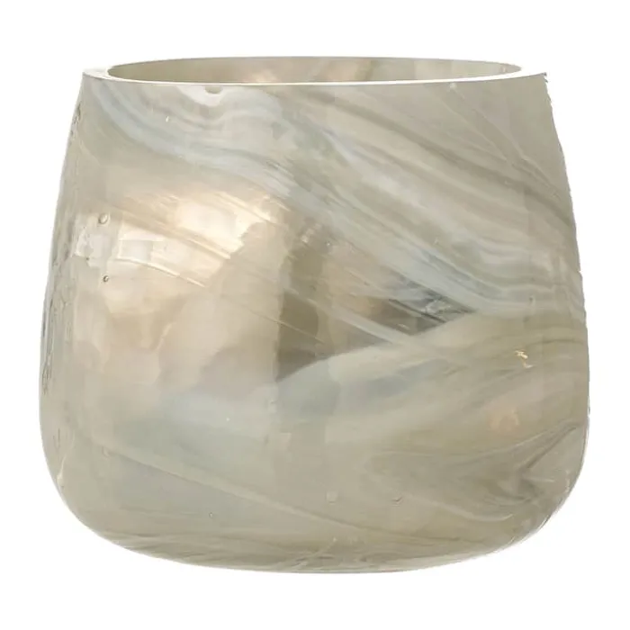 Bloomingville Fyrfadsstage - Imran Ø 10 x H 9 cm - Genanvendt glas - Grå