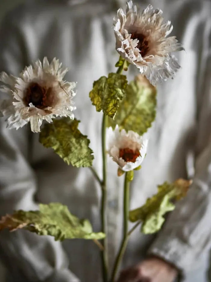 Bloomingville Kunstig blomst - Chrysantemum stilk H 96 cm - Polyster - Hvid