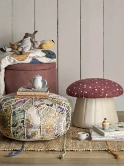 Bloomingville Lue Puf H 30 cm - Polyester - Rød