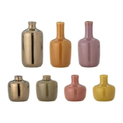 Bloomingville Maien Vase - 7 stk. Ø 6,5 x H 14 cm - Stentøj - Brun
