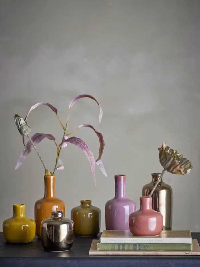 Bloomingville Maien Vase - 7 stk. Ø 6,5 x H 14 cm - Stentøj - Brun