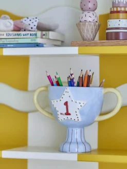 Bloomingville Mini Urtepotteskjuler - Trophy H 16 x B 14 cm - Keramik - Blå