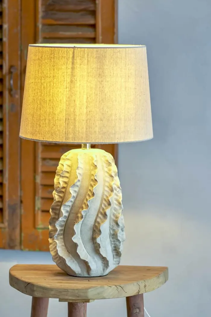 Bloomingville Natika Bordlampe H 64 x Ø 38 cm - Stentøj/hør - Natur