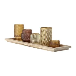 Bloomingville Sanga Bakke m. fyrfadsstage H 10 x B 12,5 x L 43 cm - Glas - Brun