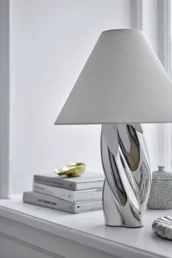 Bloomingville Silva Bordlampe Ø 35 x H 49 cm - Stentøj - Sølvfarvet