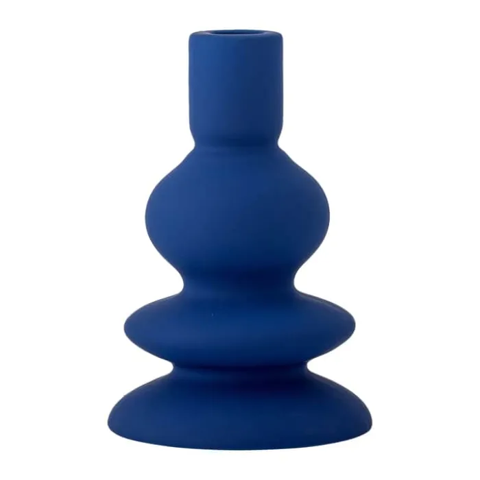 Bloomingville Thorne Lysestage Ø 11 x H 16 cm - Stentøj - Blå