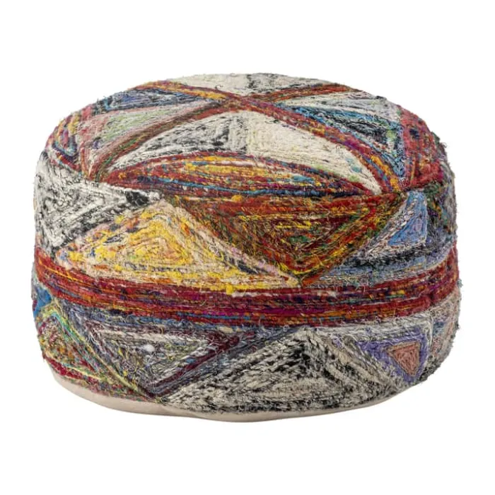 Bloomingville Torano Puf Ø 40 x H 20 cm - Bomuld - Multifarvet