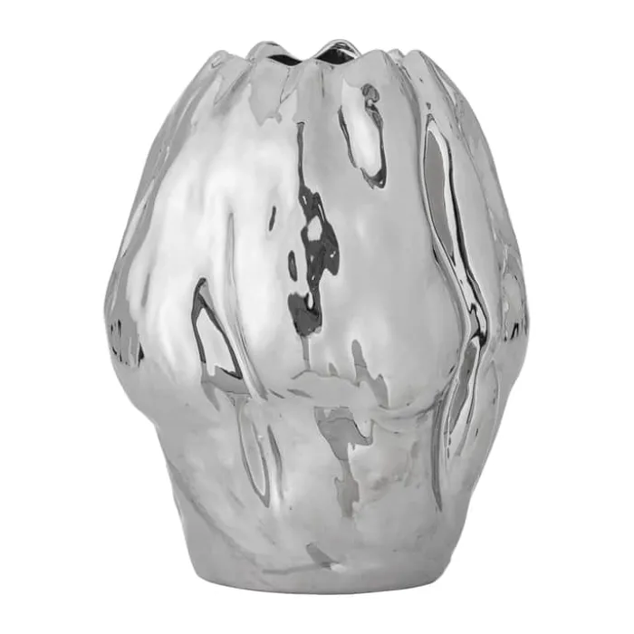 Bloomingville Vase - Bobby H 29 x B 23,5 cm - Stentøj - Sølvfarvet