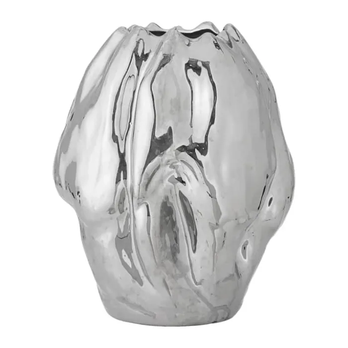 Bloomingville Vase - Bobby H 29 x B 23,5 cm - Stentøj - Sølvfarvet
