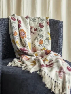 Bloomingville Vivielle Plaid B 130 x L 160 cm - Genanvendt bomuld - Multifarvet