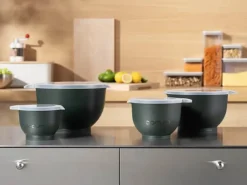 Bodum Bistro Røreskålsæt m. låg - 4 dele 0,7/1,6/3,2/5,2 liter - Plastik - Dark Green