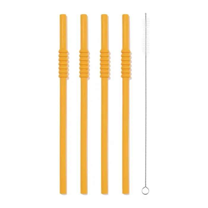 Bodum Bistro Silikonesugerør - 4 stk L 24 cm - Rustfri stål/plastik/silikone - Orange