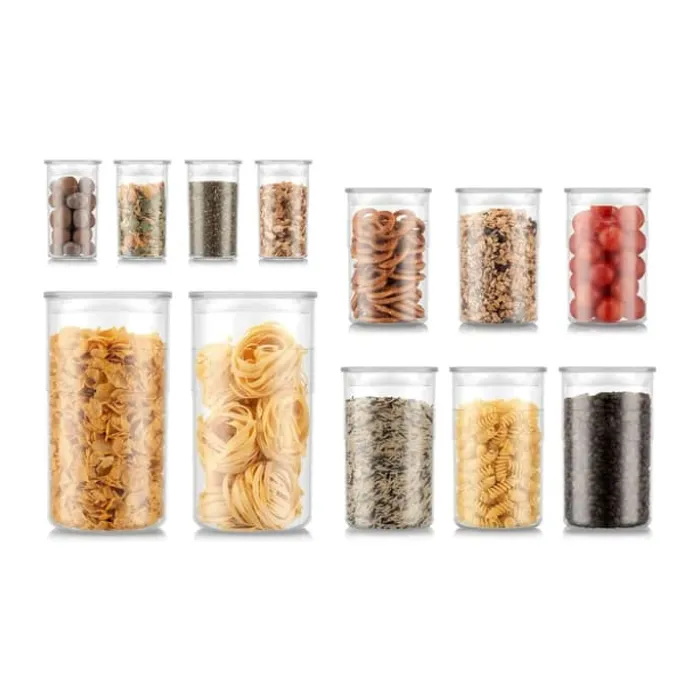 Bodum Presso Opbevaringsglas - 12 stk. 0,25-2 liter - Polycarbonat - Klar