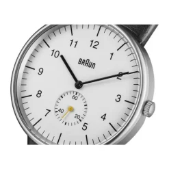 Braun Quarz Armbåndsur - Herre Ø 3,8 cm - Læder/rustfrit stål - Sort/hvid